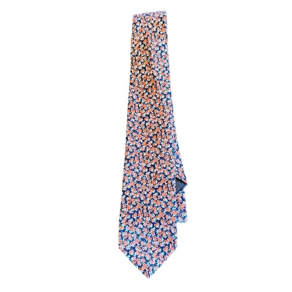 Brooks Brothers Tie Orange Navy Floral Italian Fabric NWT